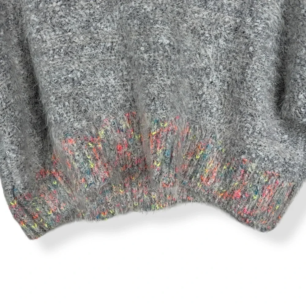 Free People Stardust Sweater Size Medium Confetti Speckled Chunky Knit Fuzzy Top